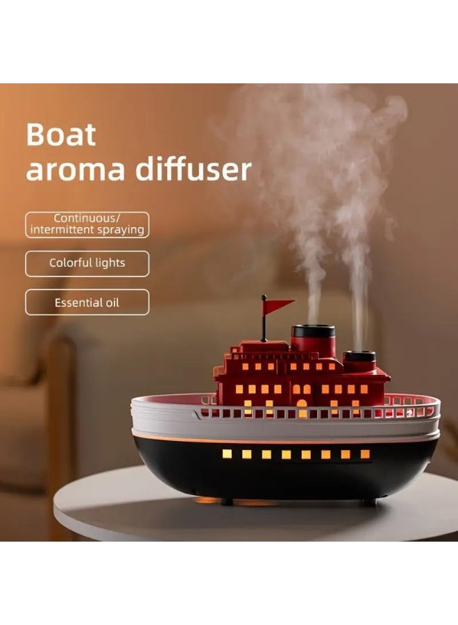 Ship Aromatherapy Diffuser Humidifier 300ml Essential Oil Diffuser for Home Bedroom Office Steamboat Decorative Cool Mist Humidifier - Image 5